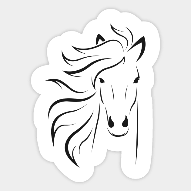 Horse head art line - black Sticker by PharaohCloset